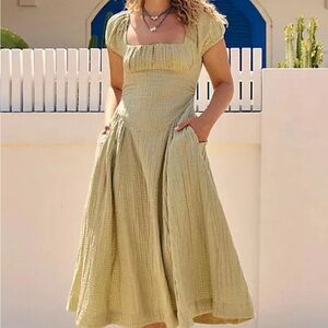 Free people drop waist sage green dress!!